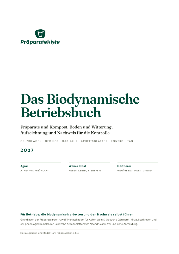Titelseite des Biodynamischen Betriebsbuchs 2027