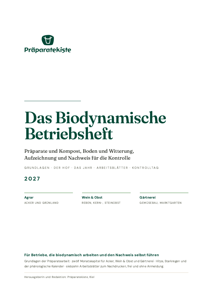 Titelseite: Das Biodynamische Betriebsheft